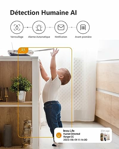 Enfant atteint le comptoir avec détection AI